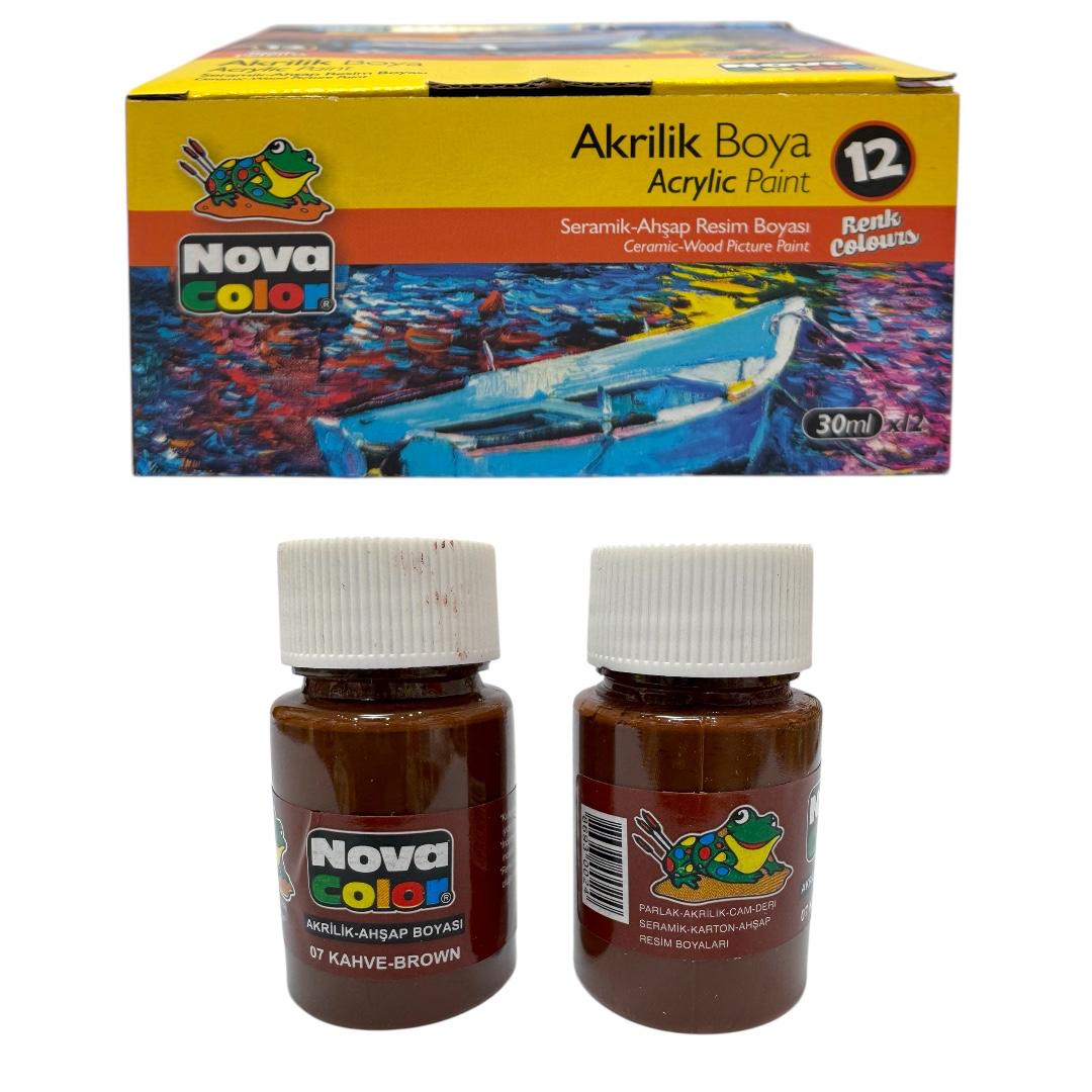 NOVA COLOR AKRİLİK BOYA KAHVE RENK 12'Lİ PAKET